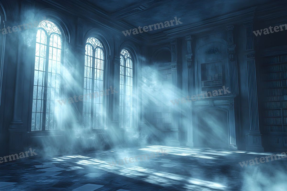 Moonlit Library Backdrop Images