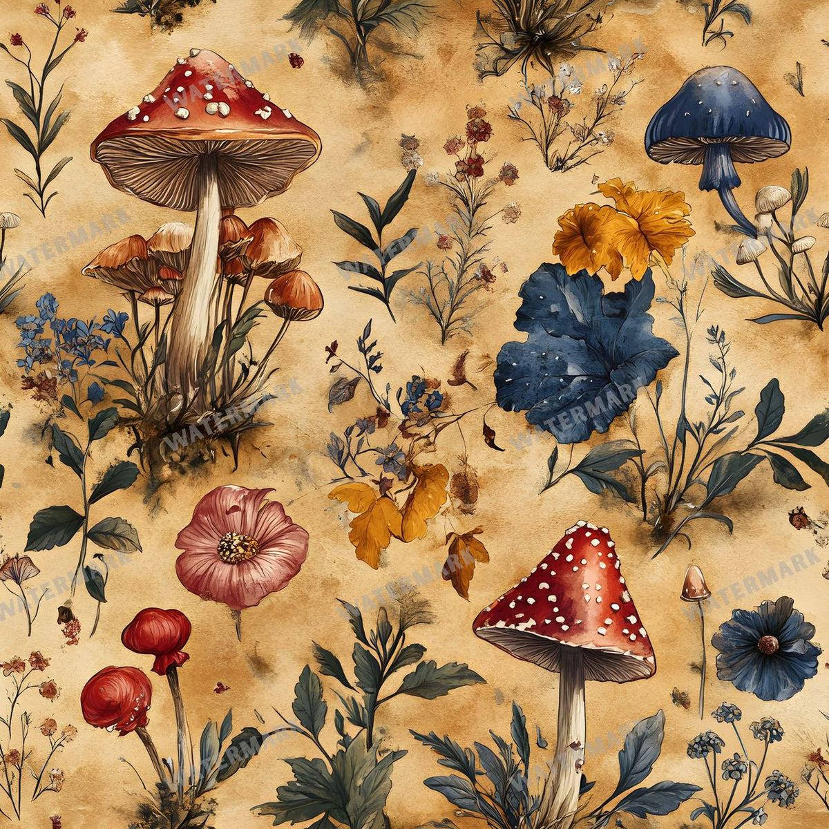 Mushrooms Seamless Pattern