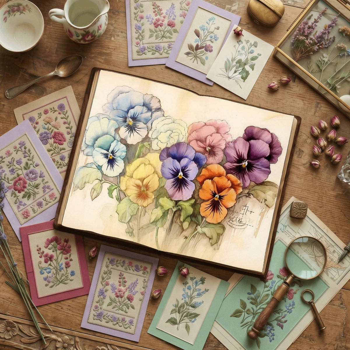 Pansy Flower Watercolour Digital Papers