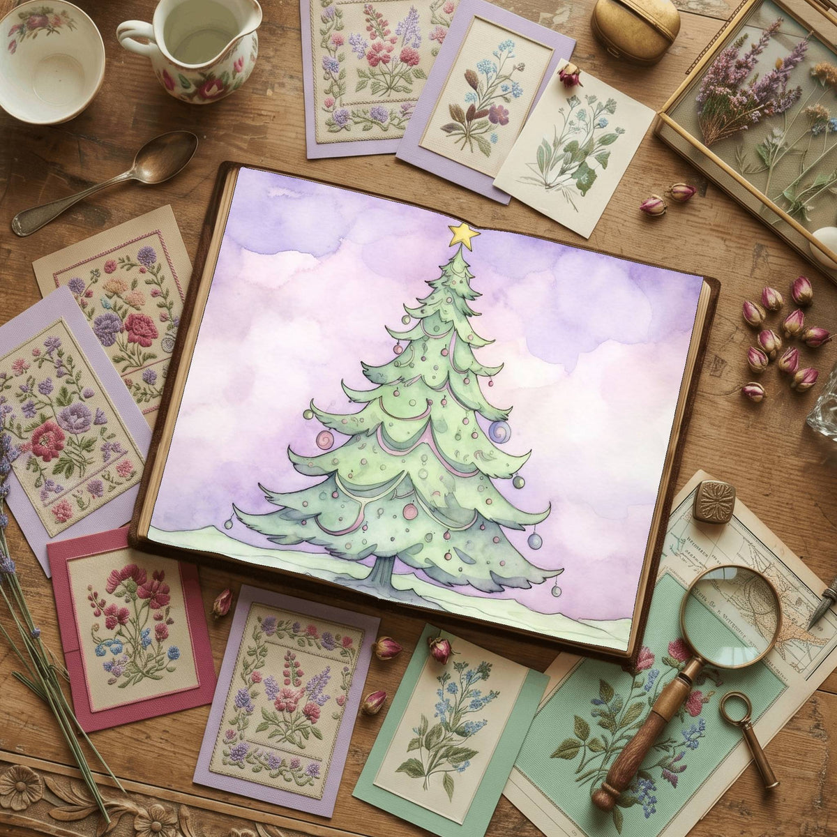 Pastel Chirstmas Tree Digital Papers