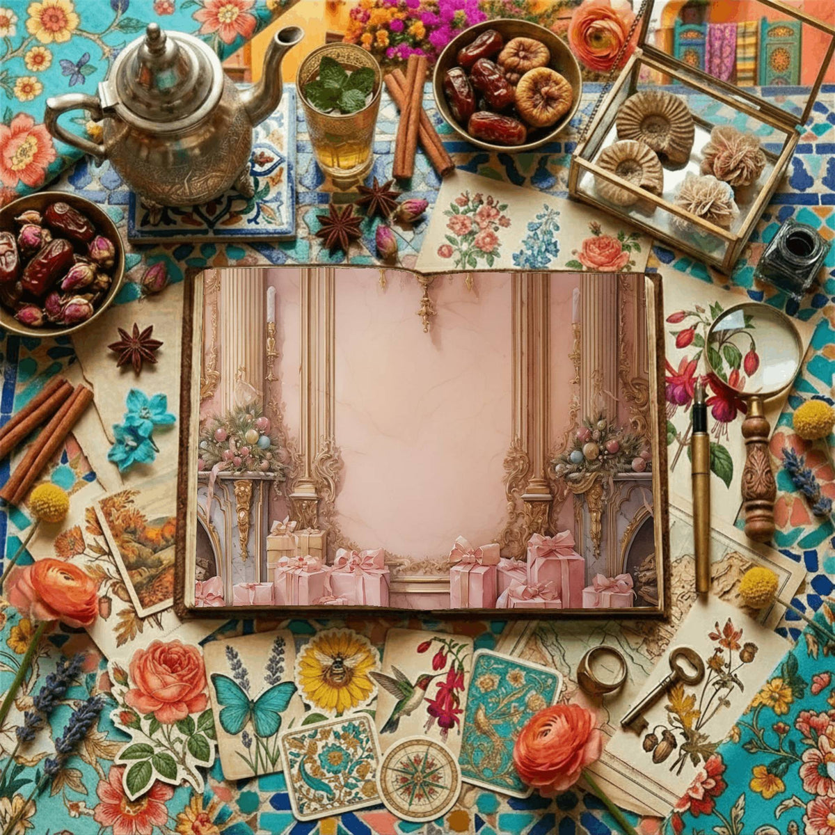 Pastel Christmas printable junk journal paper, page preview 14