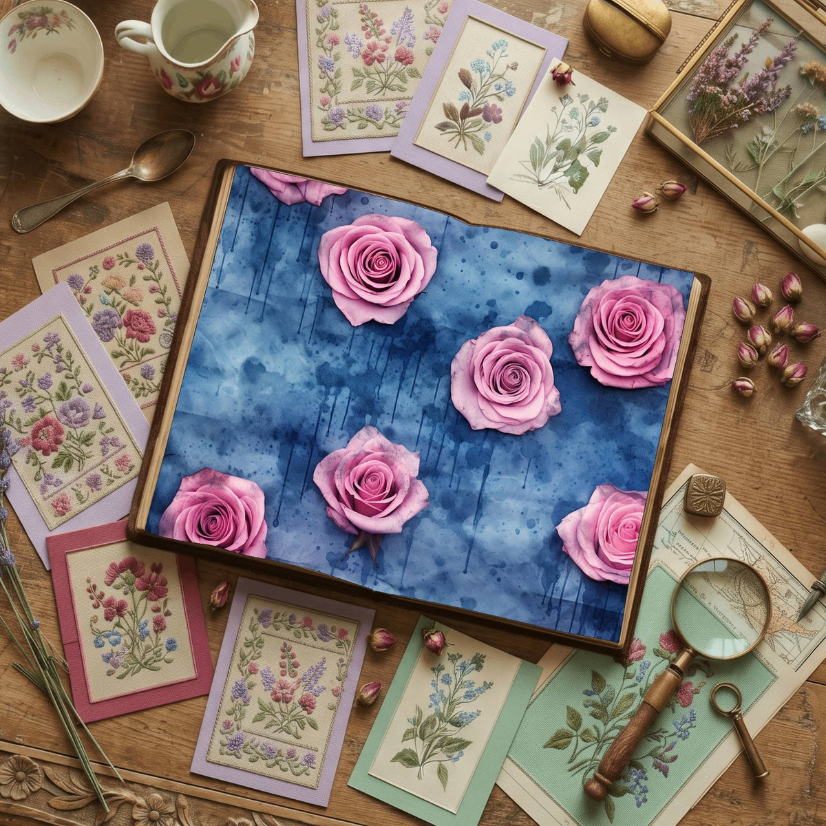 Pink Rose printable junk journal paper, page preview 14