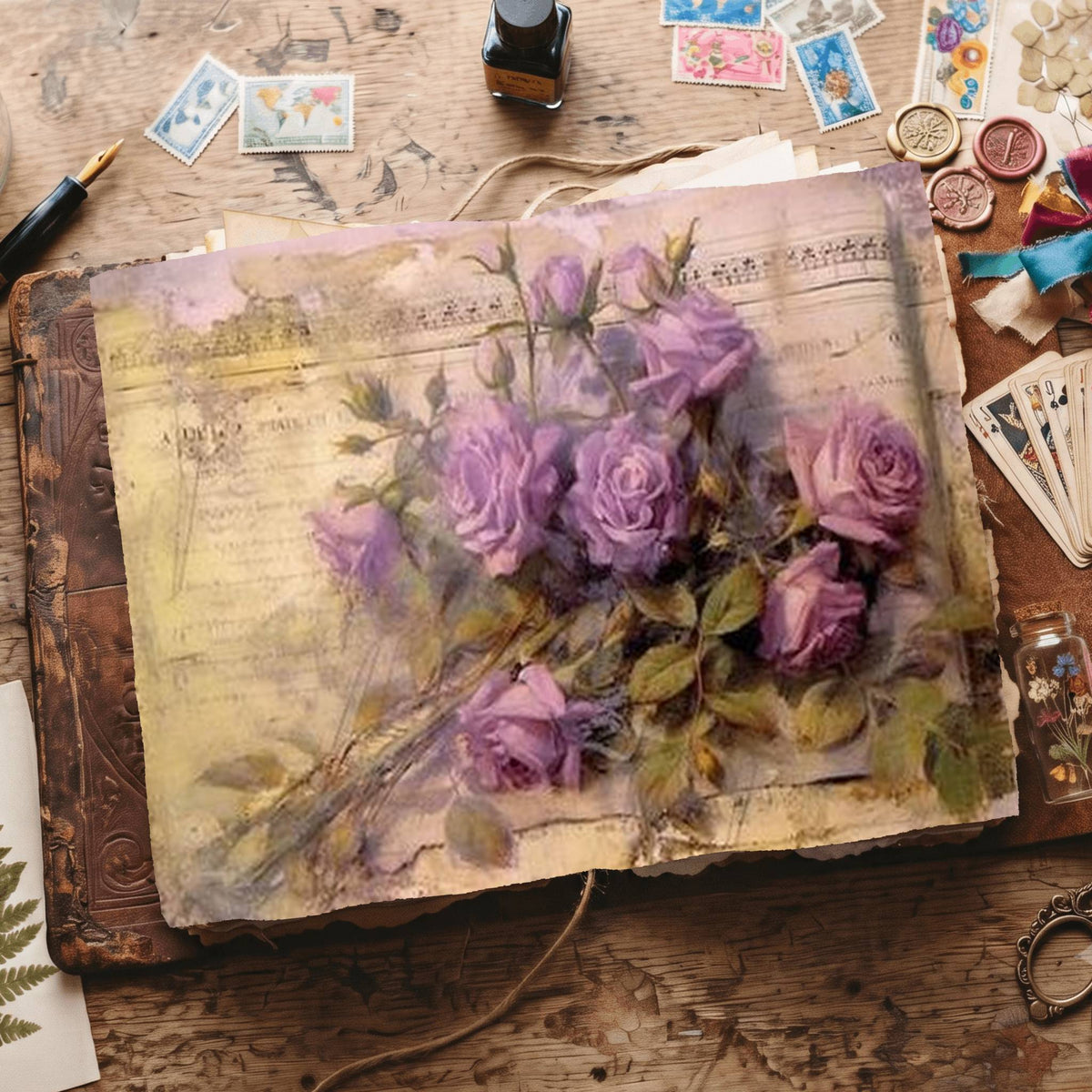 Purple Rose printable junk journal paper, page preview 14