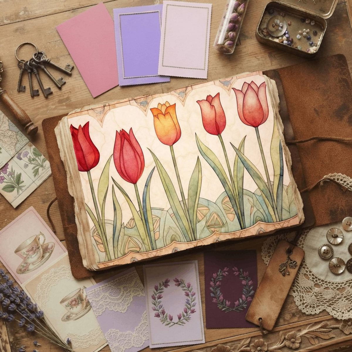 Red Tulips Digital Papers