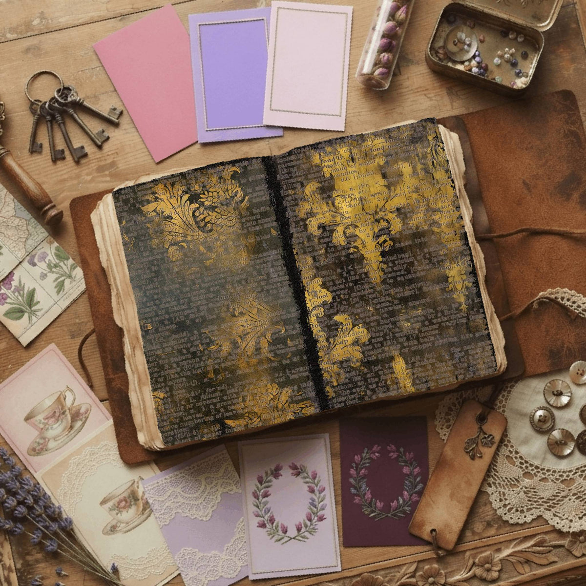 Regal Damask printable junk journal paper, page preview 14