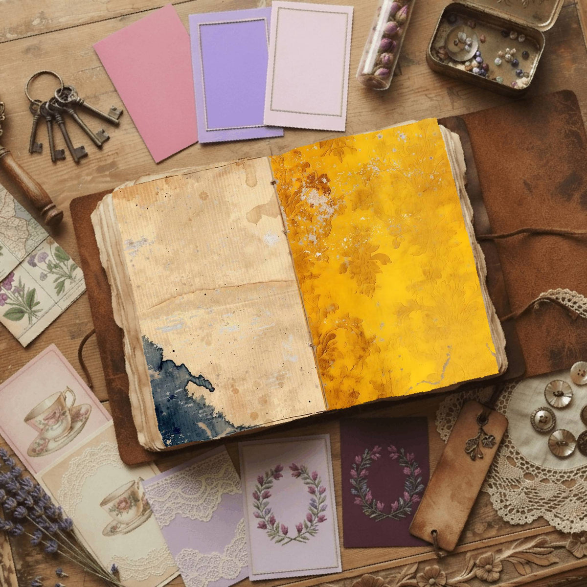 Regal Damask printable junk journal paper, page preview 14