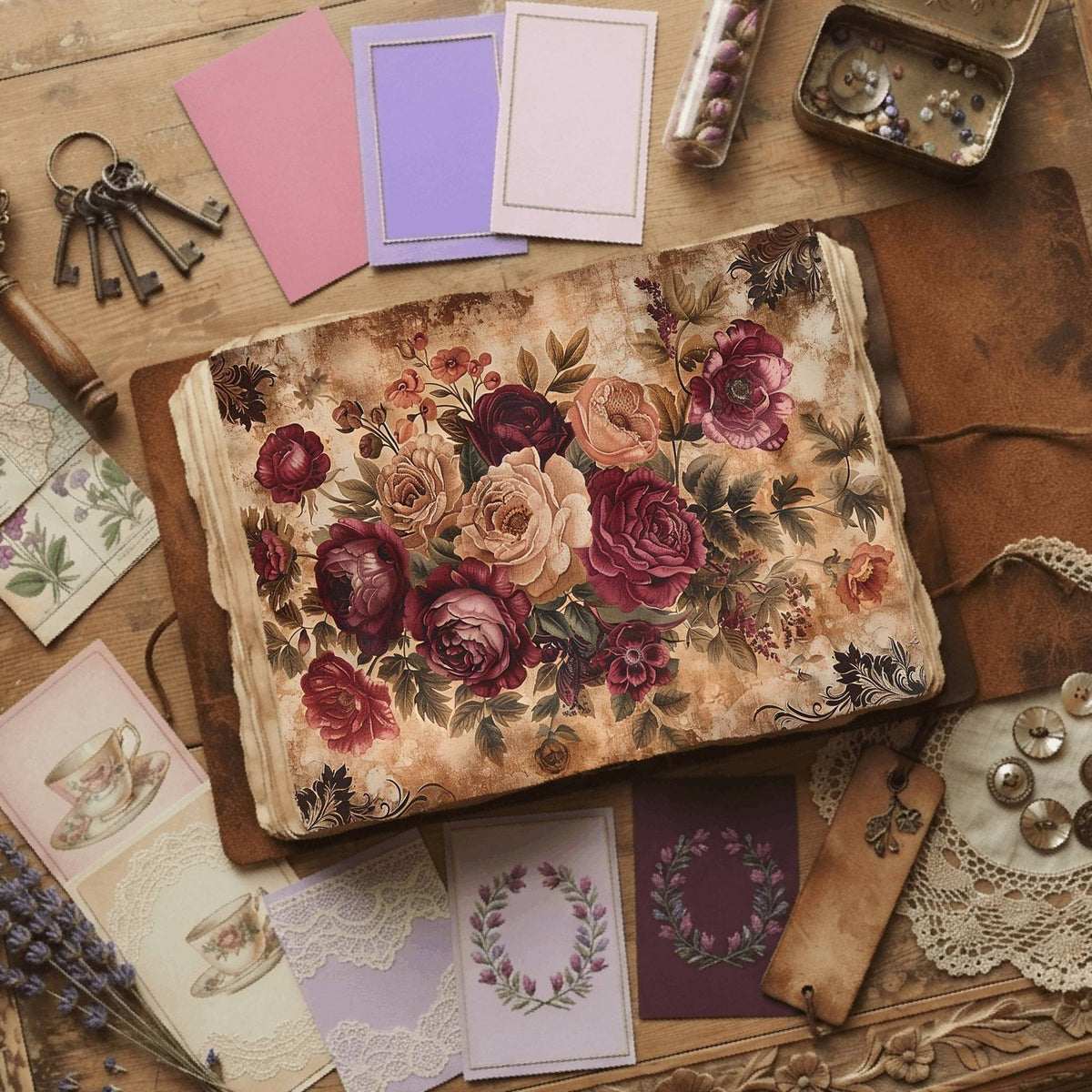Regal Flora printable junk journal paper, page preview 14