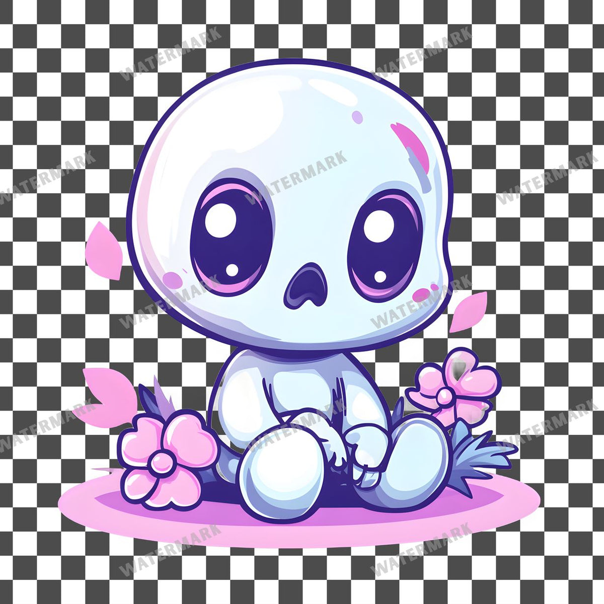 Skull Kawaii Style Clipart Pngs