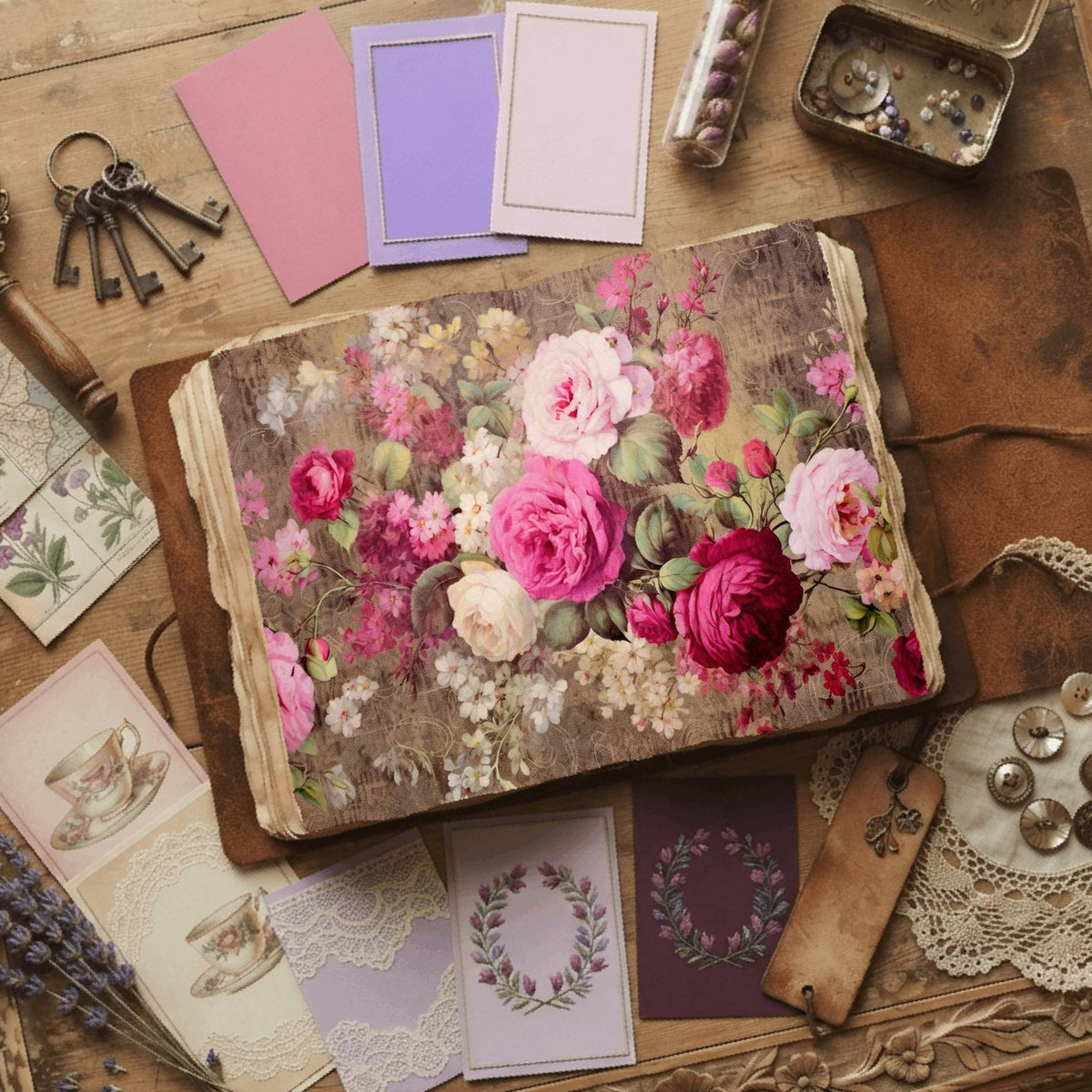 Summer Roses printable junk journal paper, page preview 14