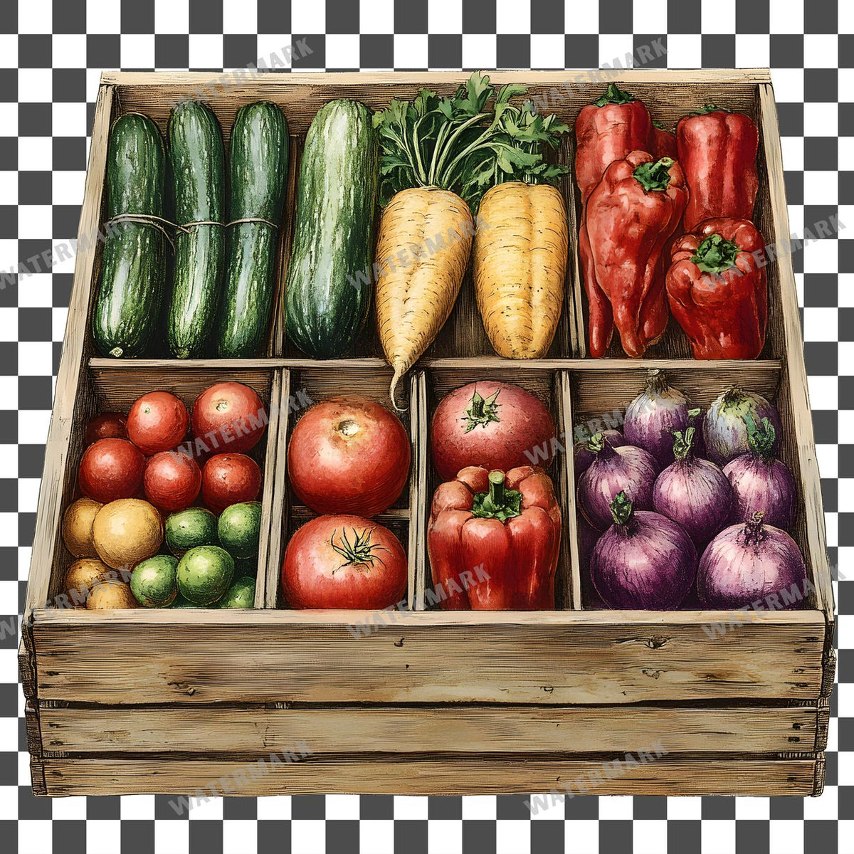 Vegetables Vintage Style Clipart Pngs