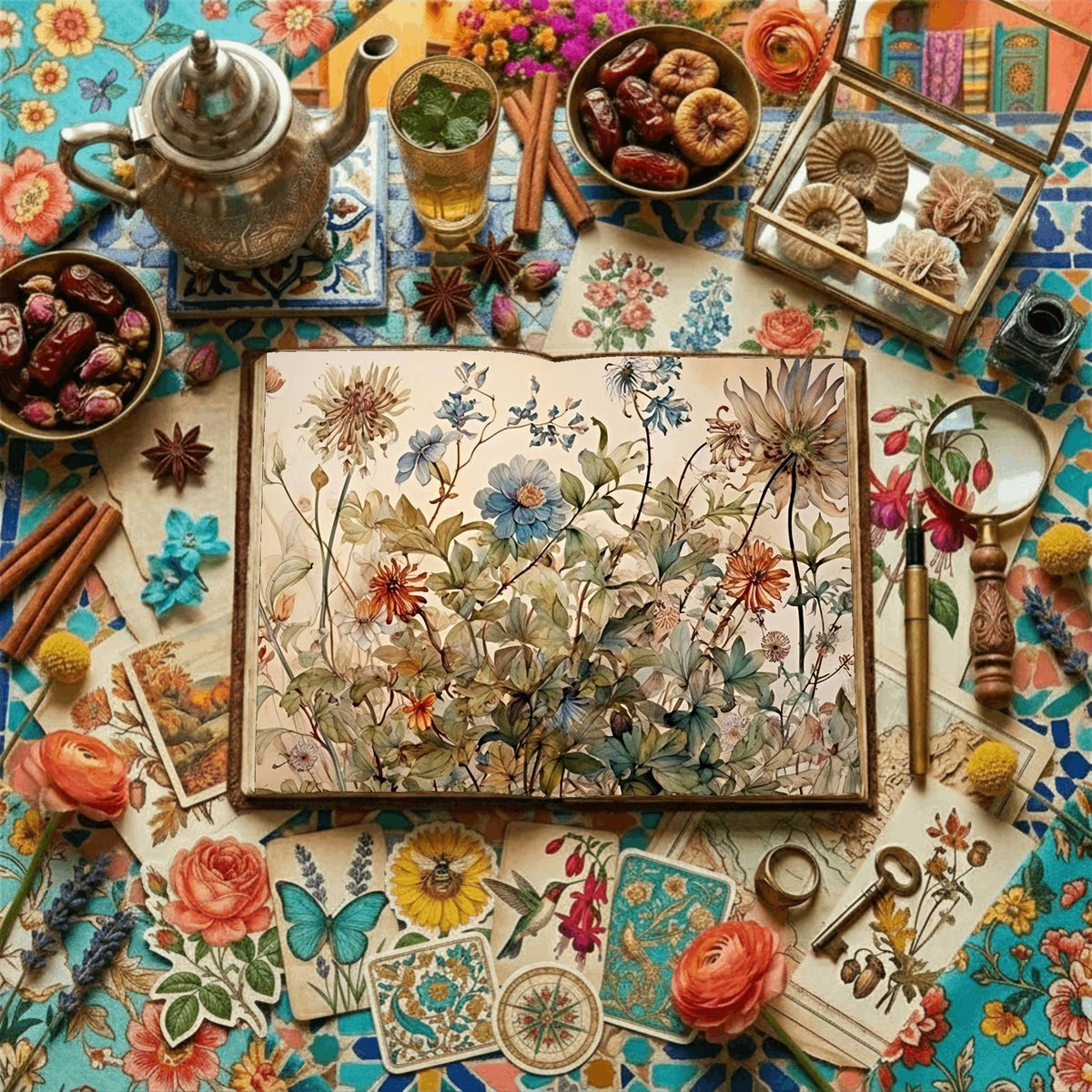 Vintage Floral Paintings printable junk journal paper, page preview 14