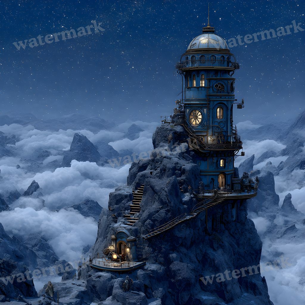 Wizardsteampunk Mountain Tower Backdrop Images