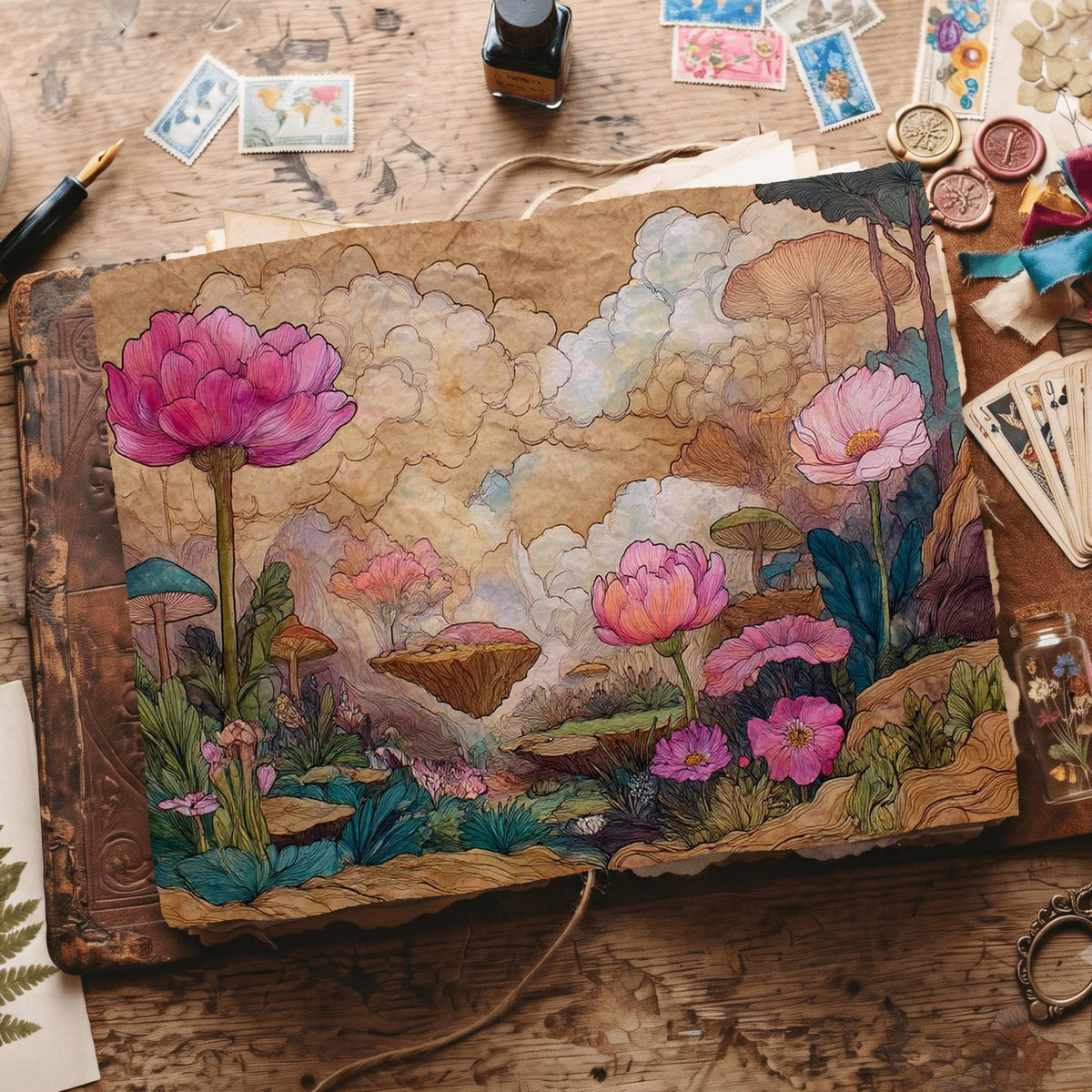 Wonderland Whimsical Landscape Digital Papers