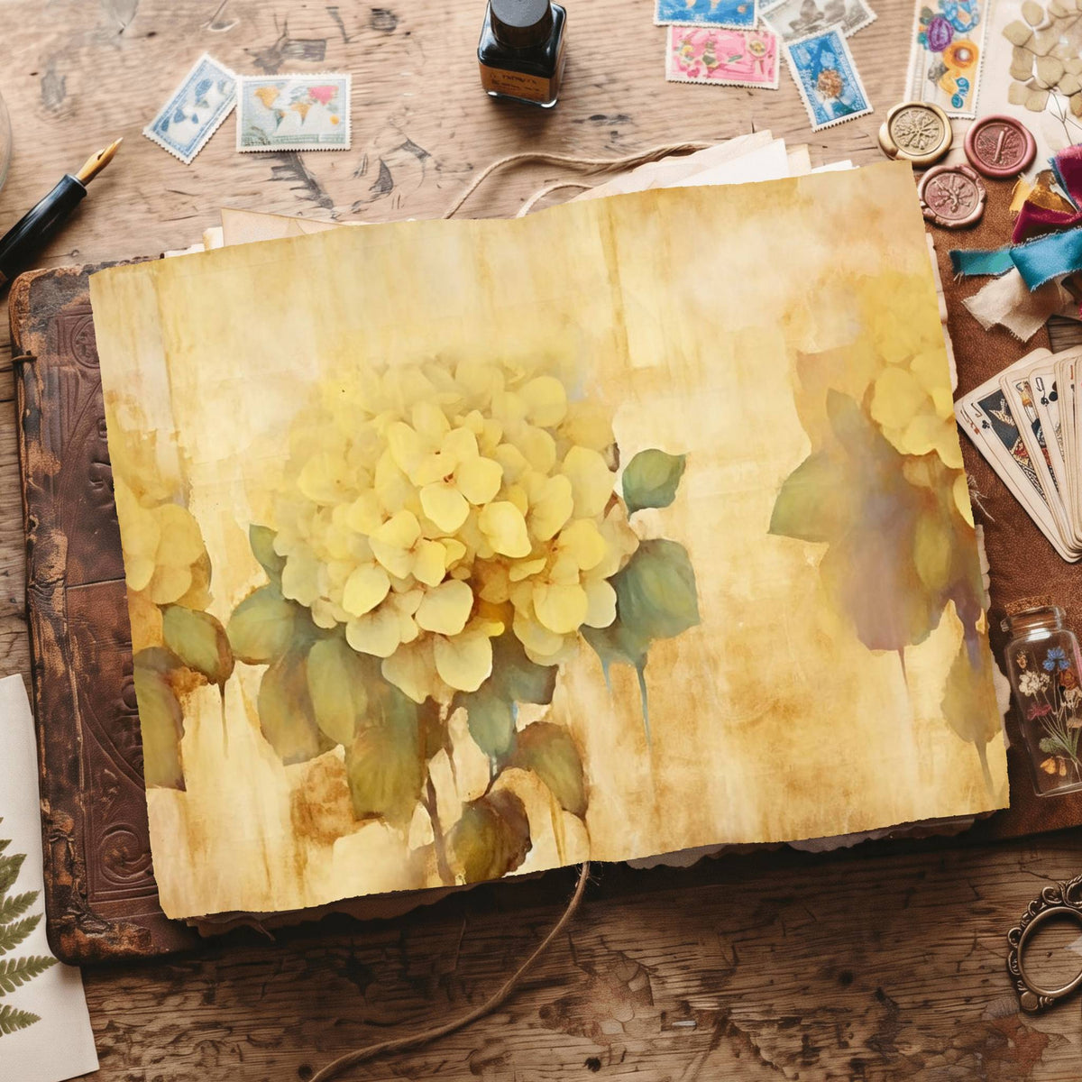 Yellow Hydrangea Digital Papers