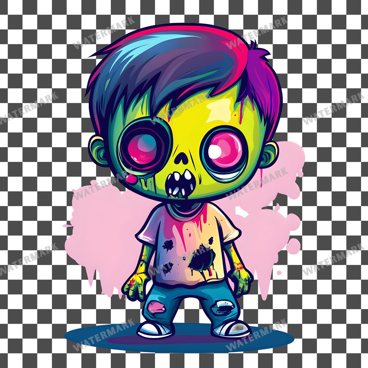 Zombie Kawaii Style Clipart Pngs
