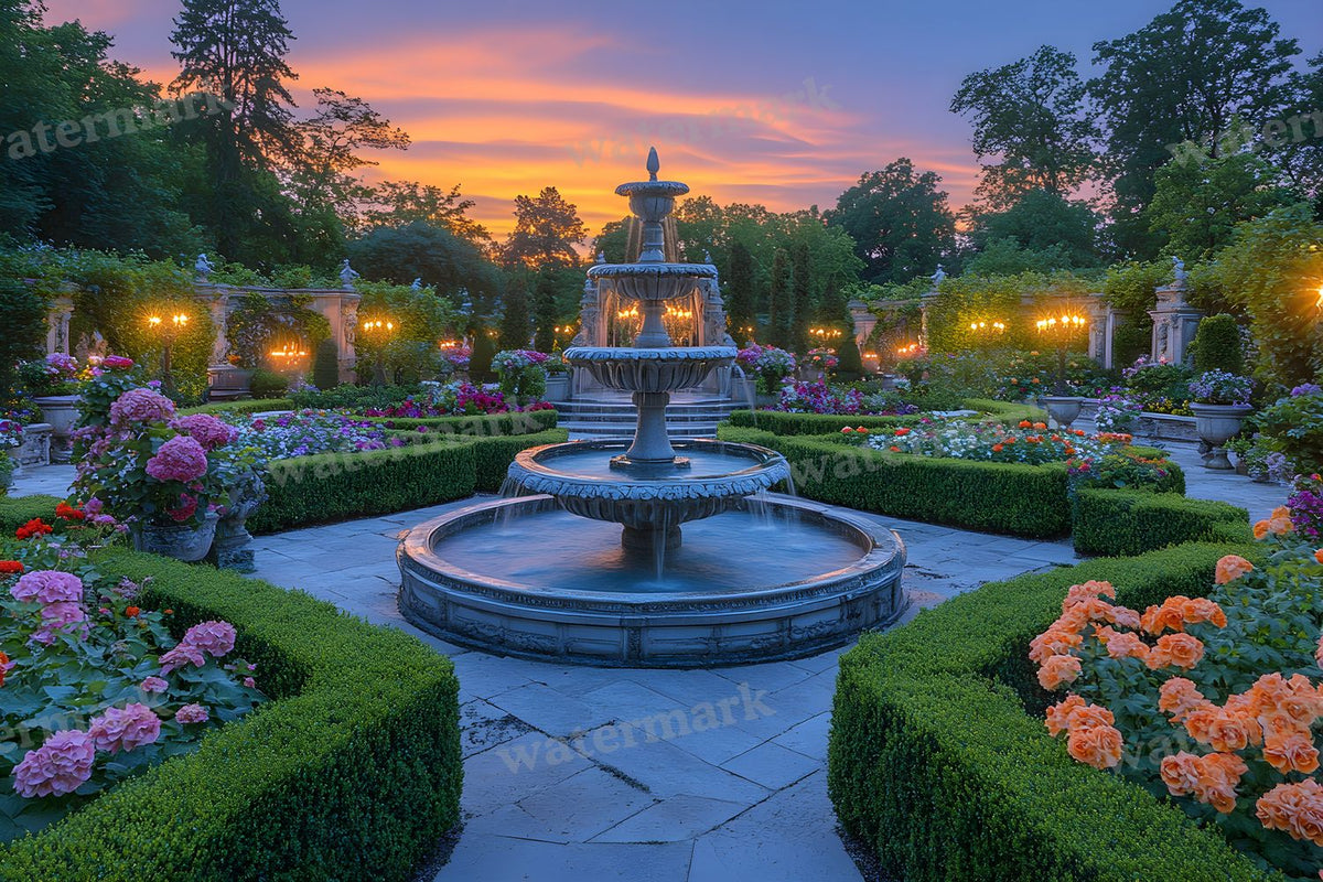 Baroque Fountain Garden digital photo backdrop for photo editing, preview 14