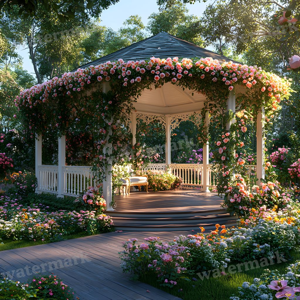Baroque Garden digital photo backdrop for photo editing, preview 14