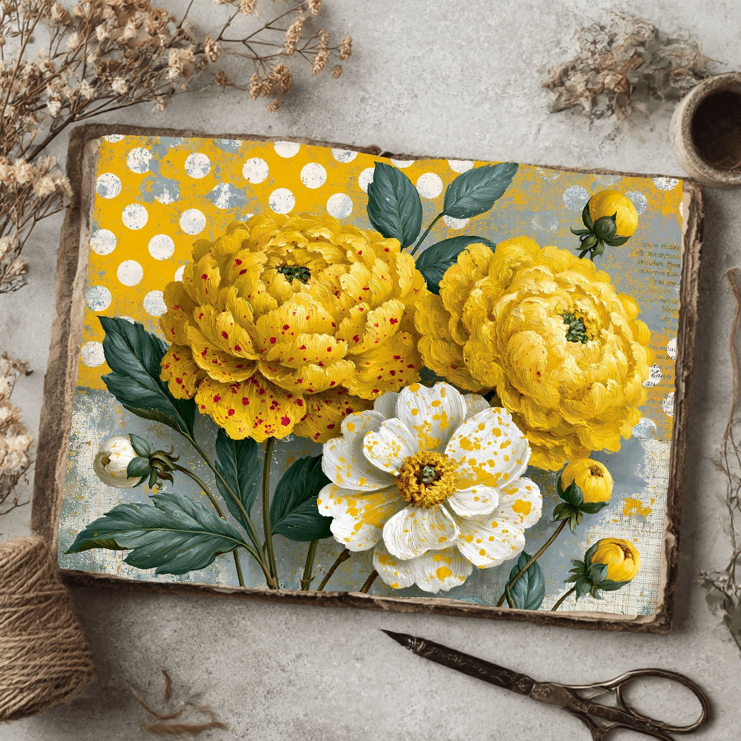 Bright Yellow Shabby Chic Journal Paper