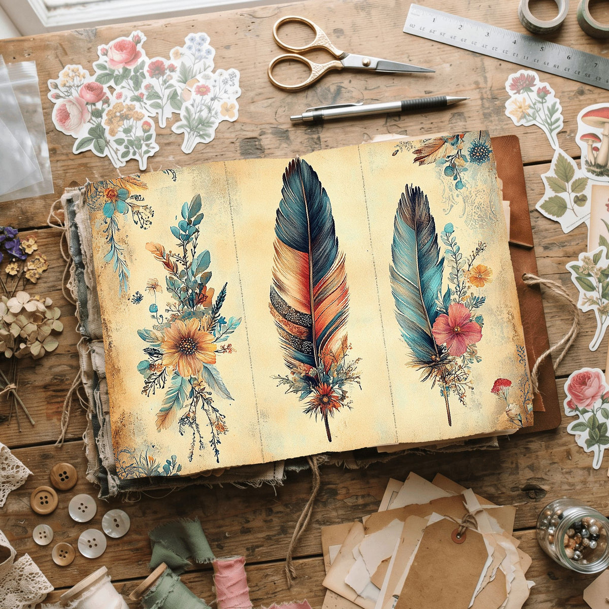 Dreamy Aged Vintage Printable Paper