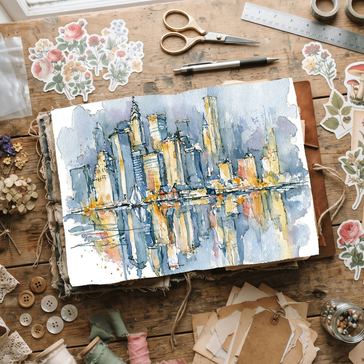 Minimalist Japanese New York Watercolor