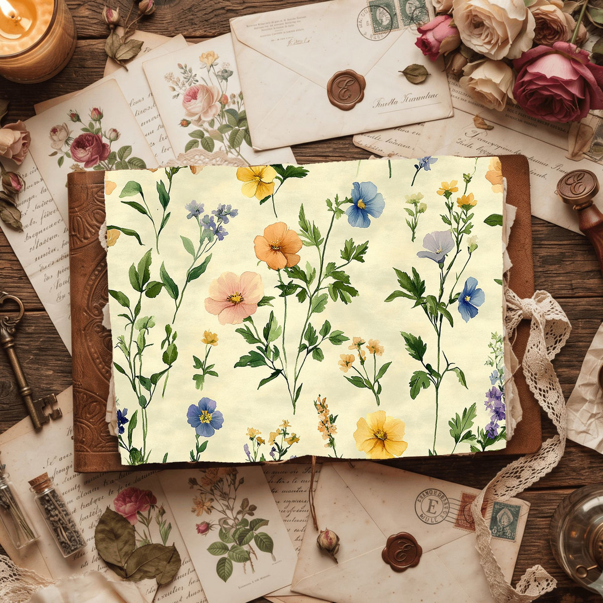 Pastel Botanical Bloom Paper