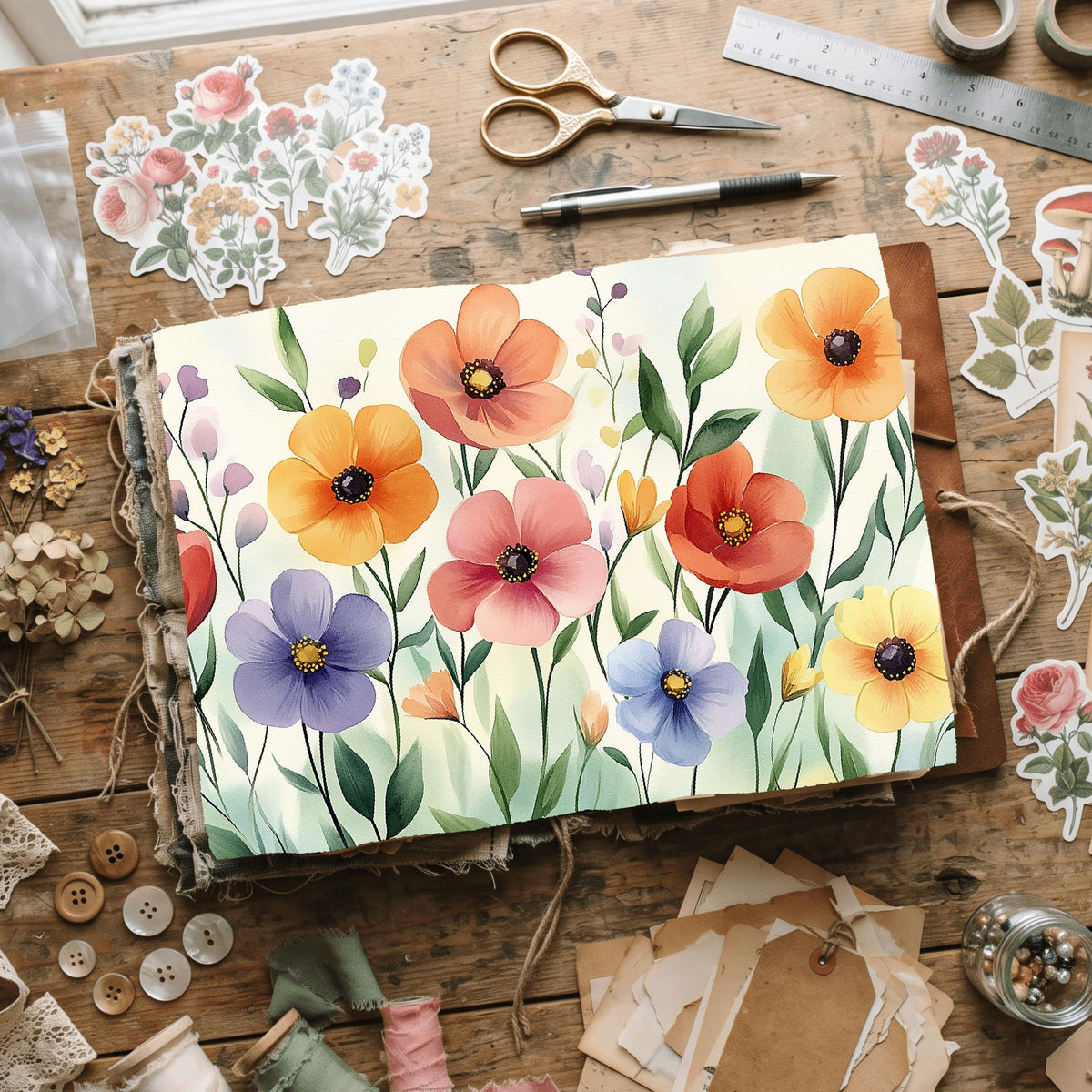 Pastel Botanical Floral Bloom Paper