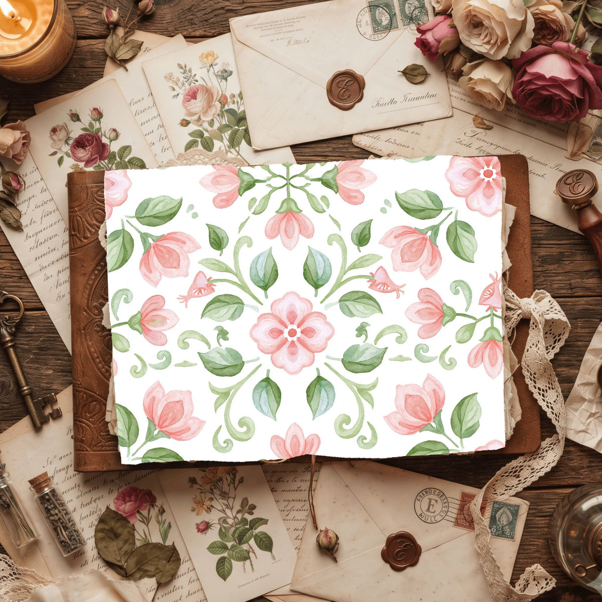 Pastel Pink & Green Watercolor Pattern