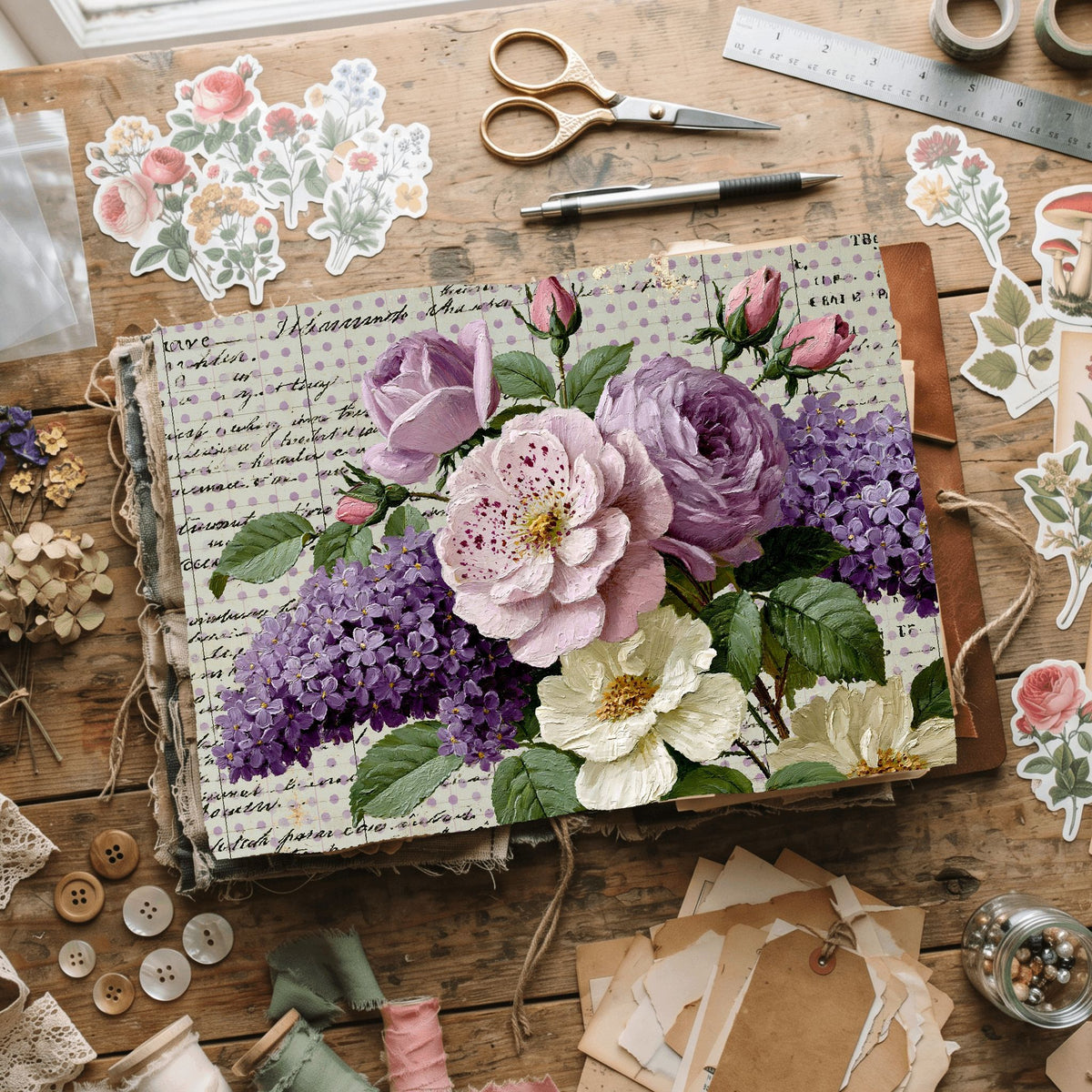 Pastel Purple Shabby Chic Journal Paper