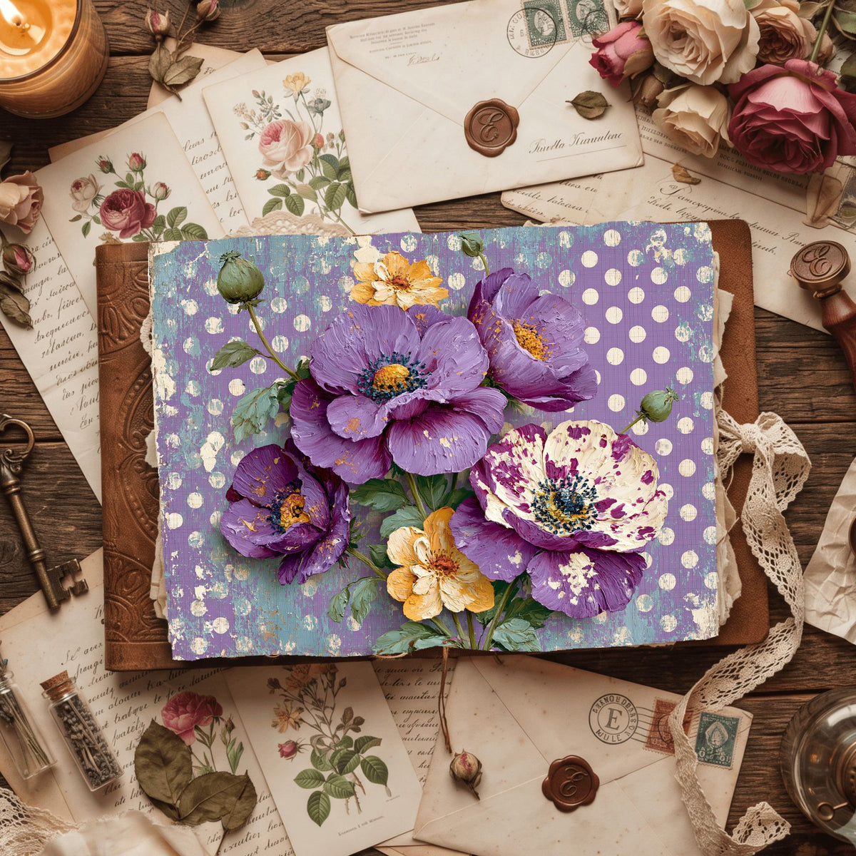 Purple Shabby Chic Journal Paper