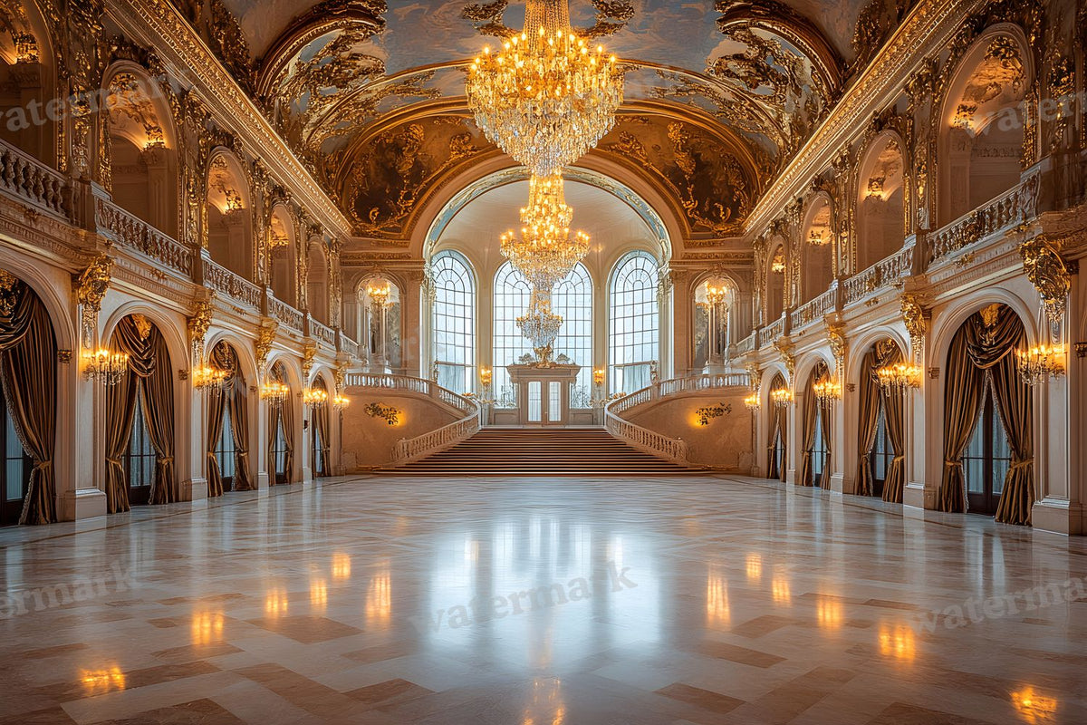 Royal Ornate Ballroom digital photo backdrop for photo editing, preview 14