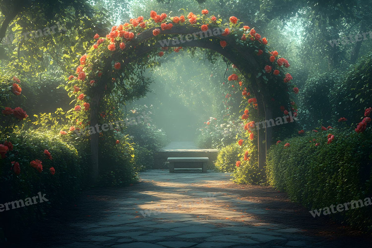 Secret Garden Arbour digital photo backdrop for photo editing, preview 14