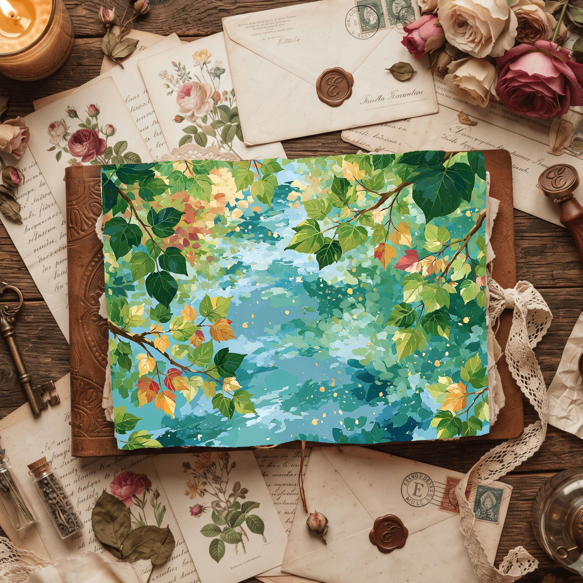 Sunlit Leaves Watercolor Texture