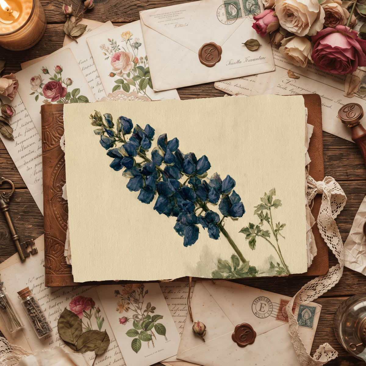 Vintage Arroyo Lupine Botanical Illustration