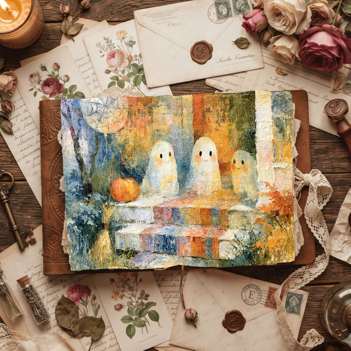 Vintage Halloween Oil Painting