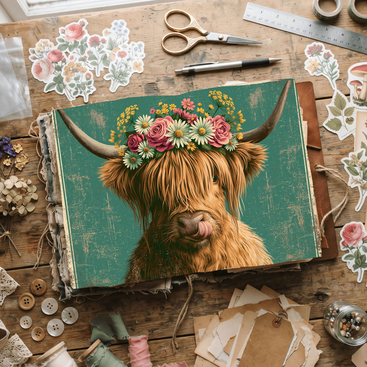 Vintage Highland Cow Tin Sign