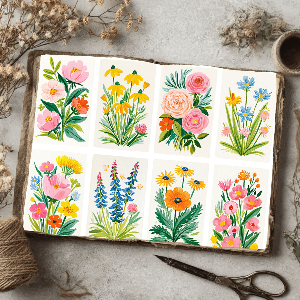 Watercolor Wildflower Botanical Illustration Set