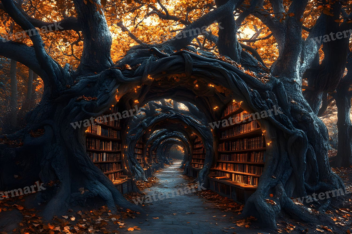 Whisper Library Forest digital photo backdrop for photo editing, preview 14