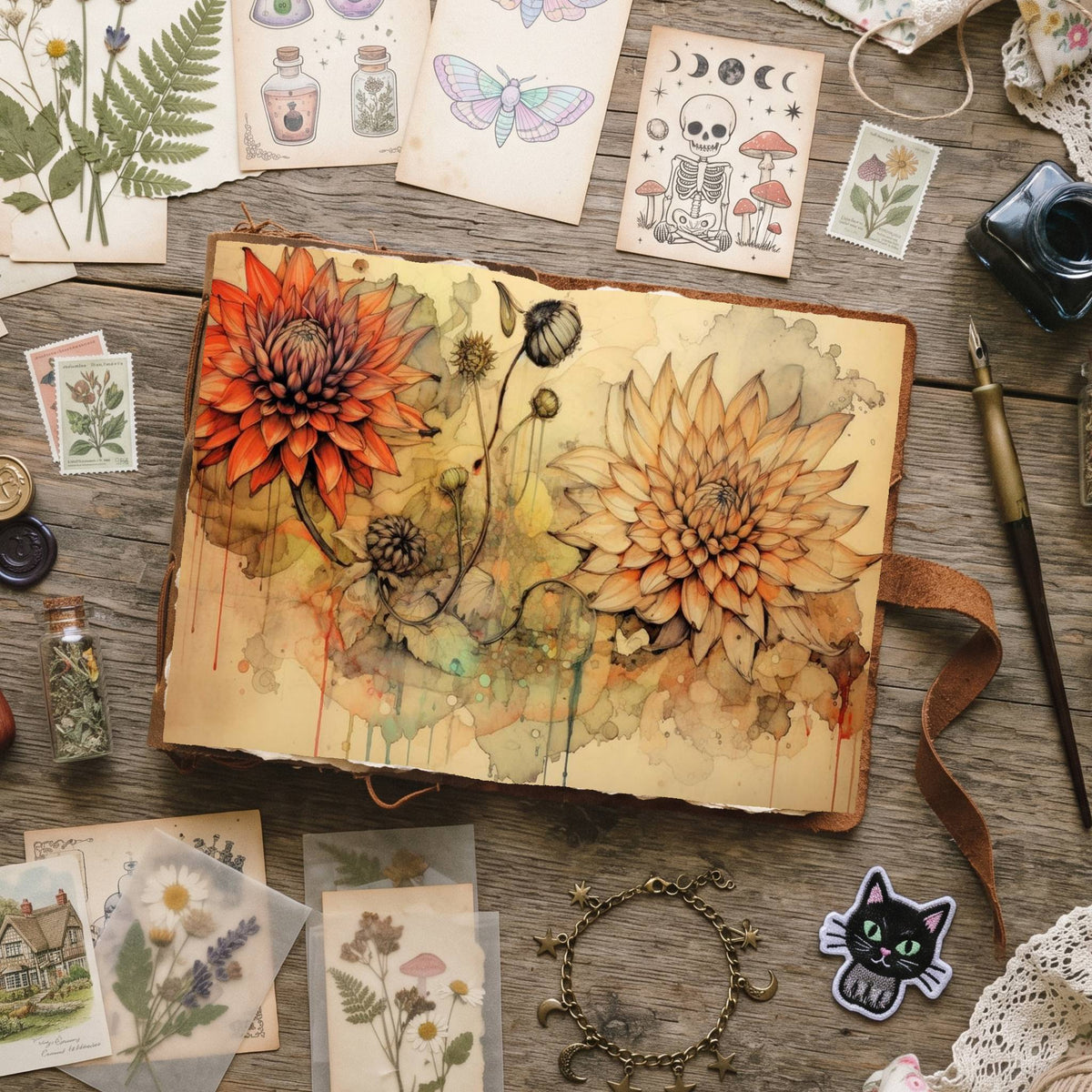 Autumn Dahlias Digital Papers