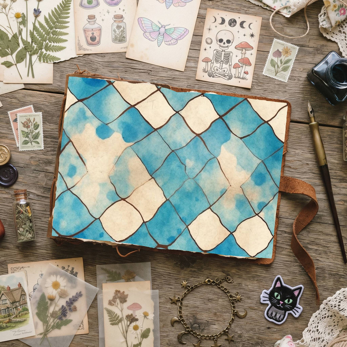 Blue Mixed Patterns Digital Papers