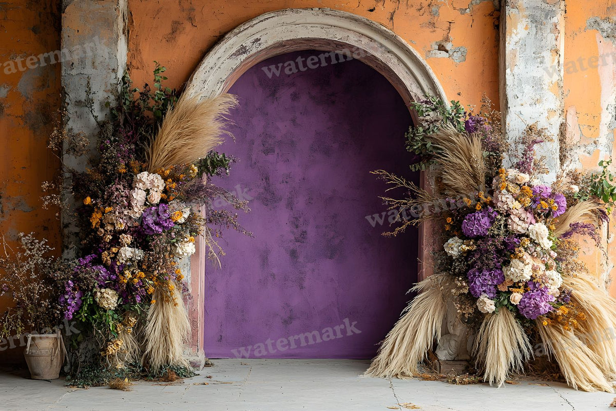Boho Purple Arch Backdrop Images