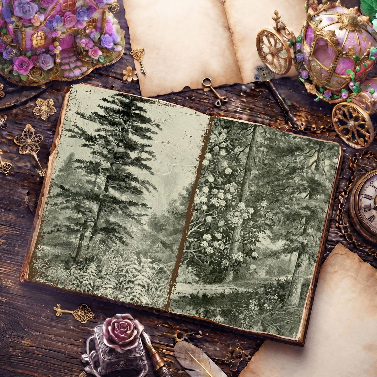 Botanical Sketches Digital Papers