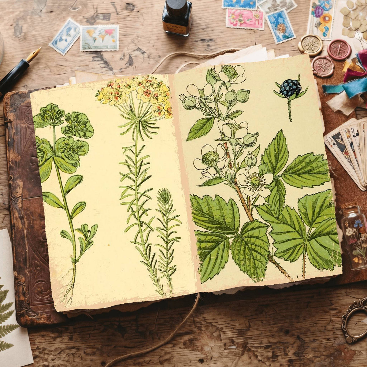 Botanical printable junk journal paper, page preview 15