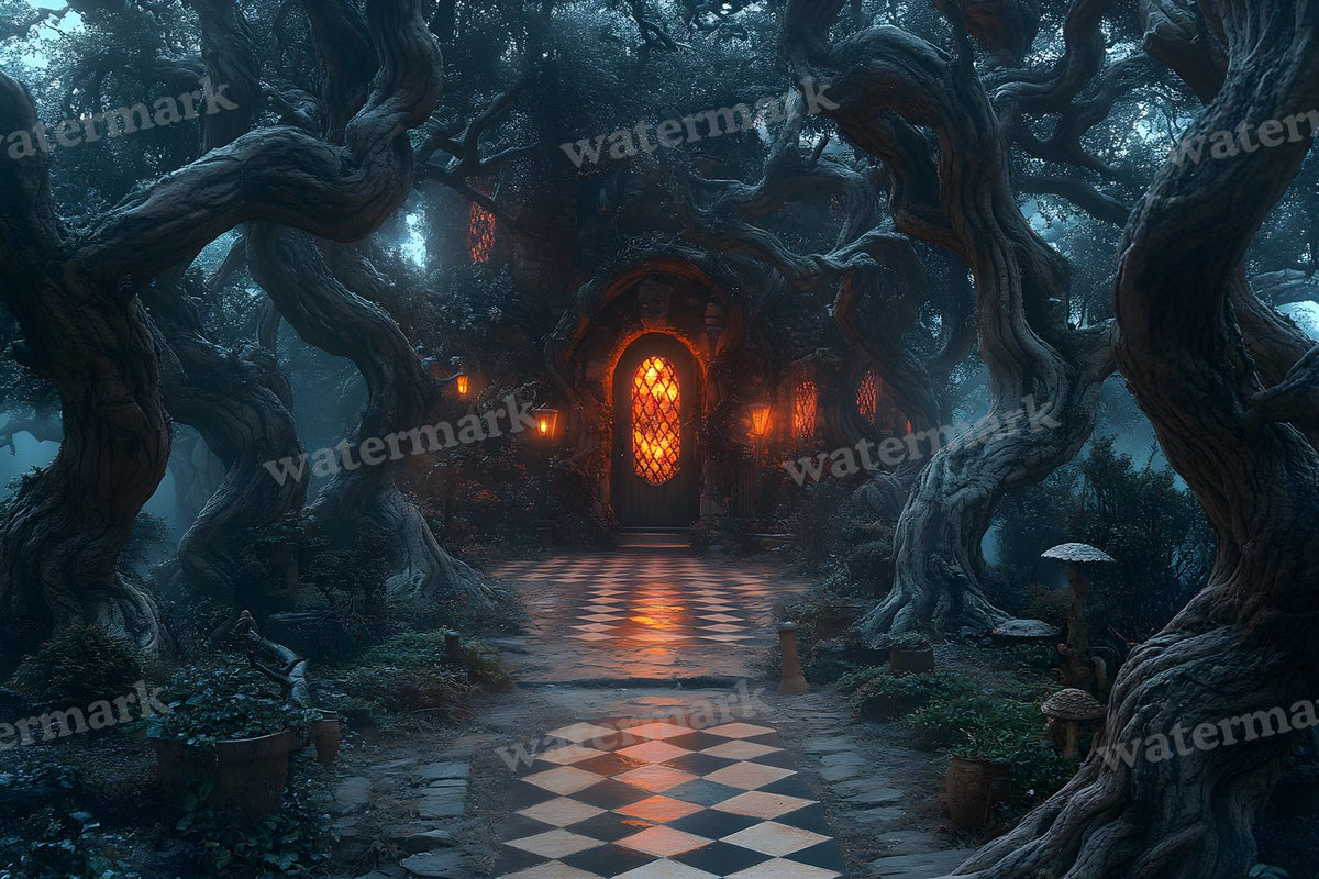 Checkered Garden Path Backdrop Images