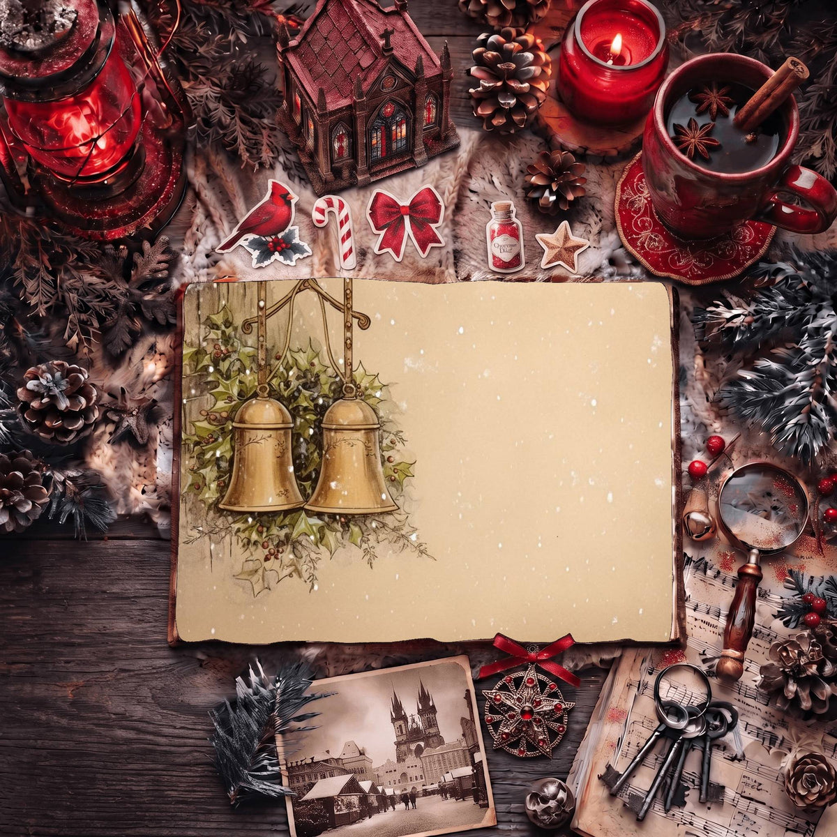 Christmas Bells Vintage Digital Papers