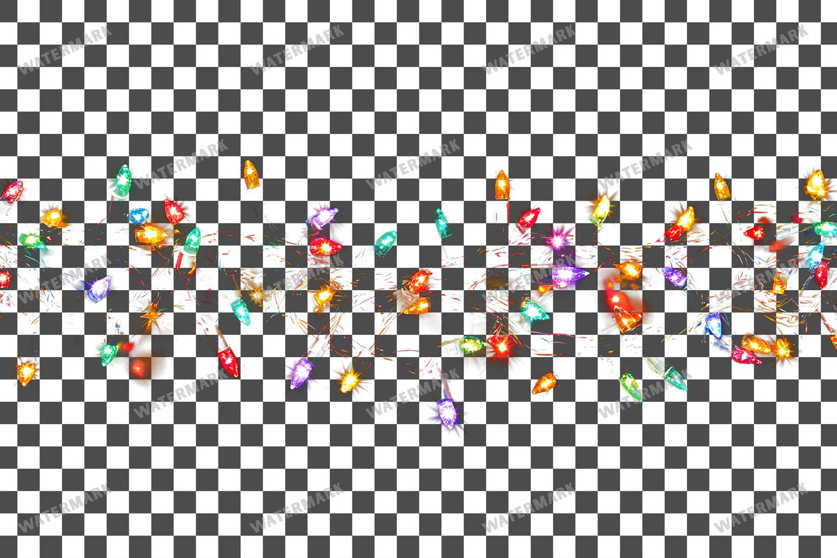 Christmas Lights PNG overlay on a transparent checkered background, preview 15