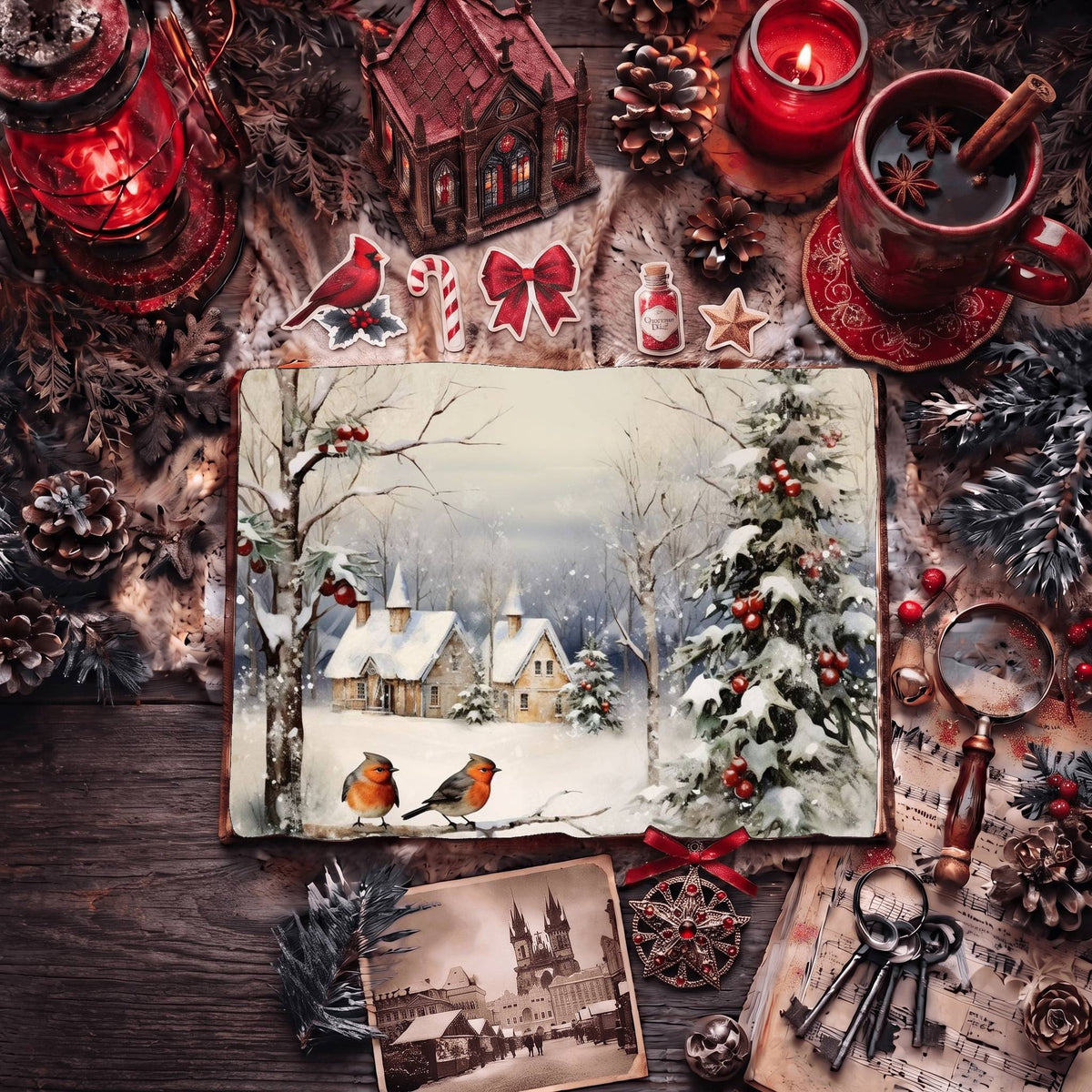 Christmas Robins Digital Papers
