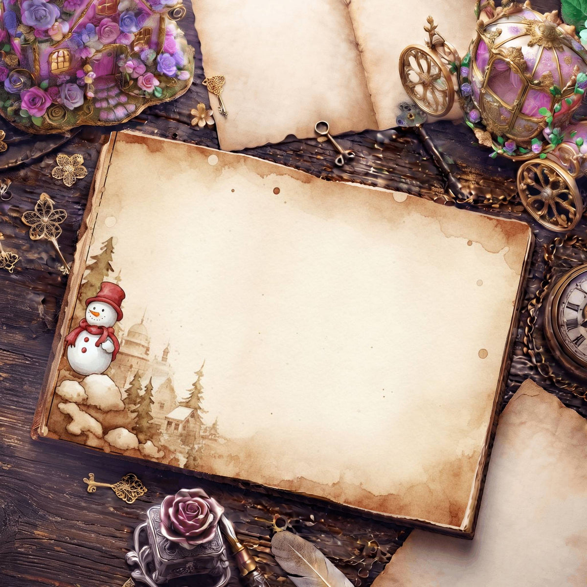Christmas Snowman Digital Papers