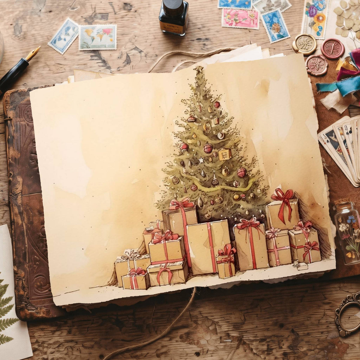 Christmas Tree Vintage Digital Papers