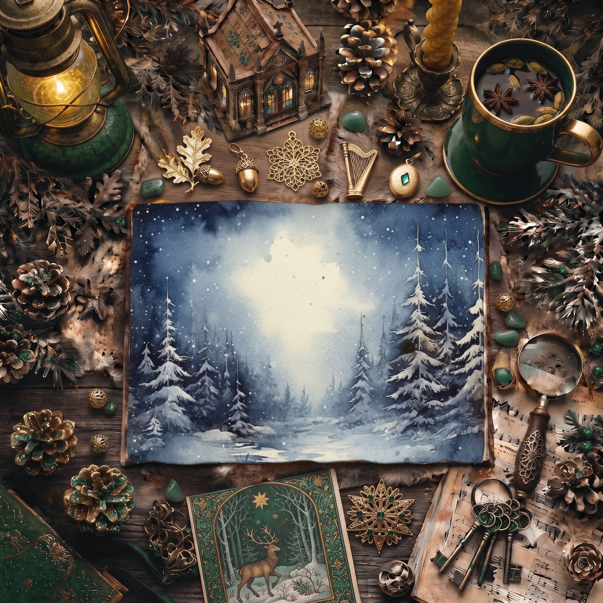 Christmas Winter Nights Digital Papers