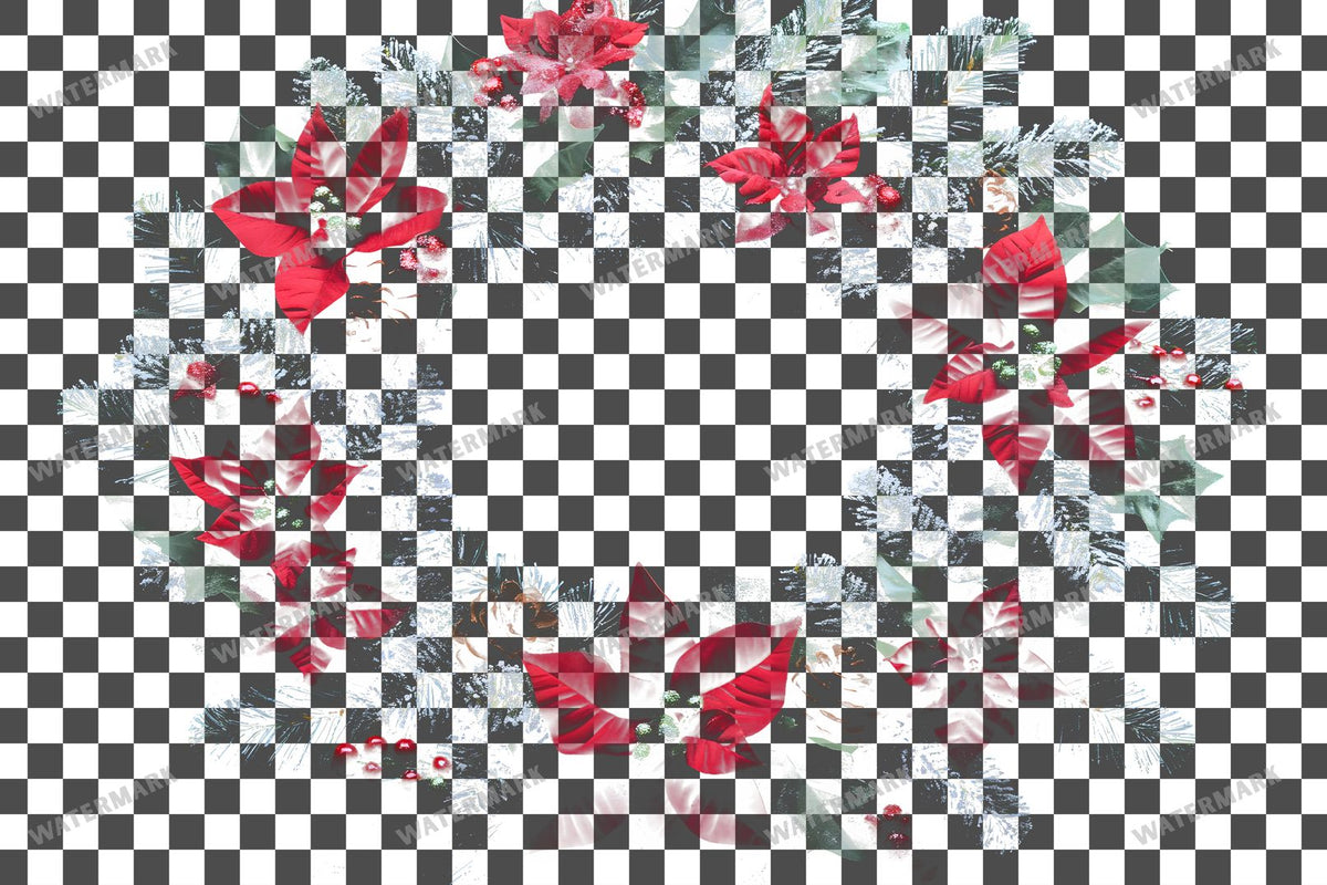 Christmas Wreath PNG overlay on a transparent checkered background, preview 15